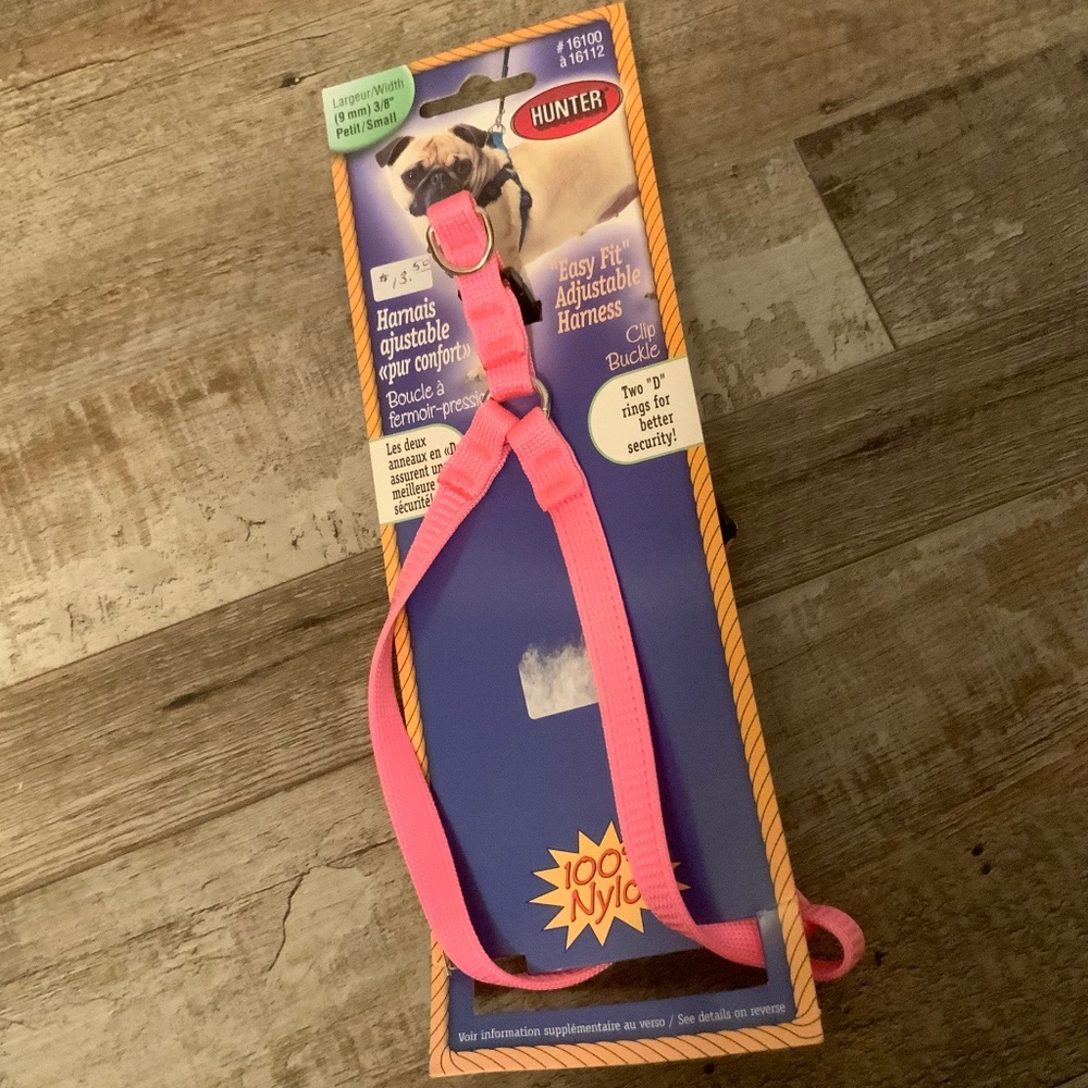 Hunter Adjustable Pink Easy Fit Step-In Nylon Dog Harness (Small- 3/8” x 11-16”)